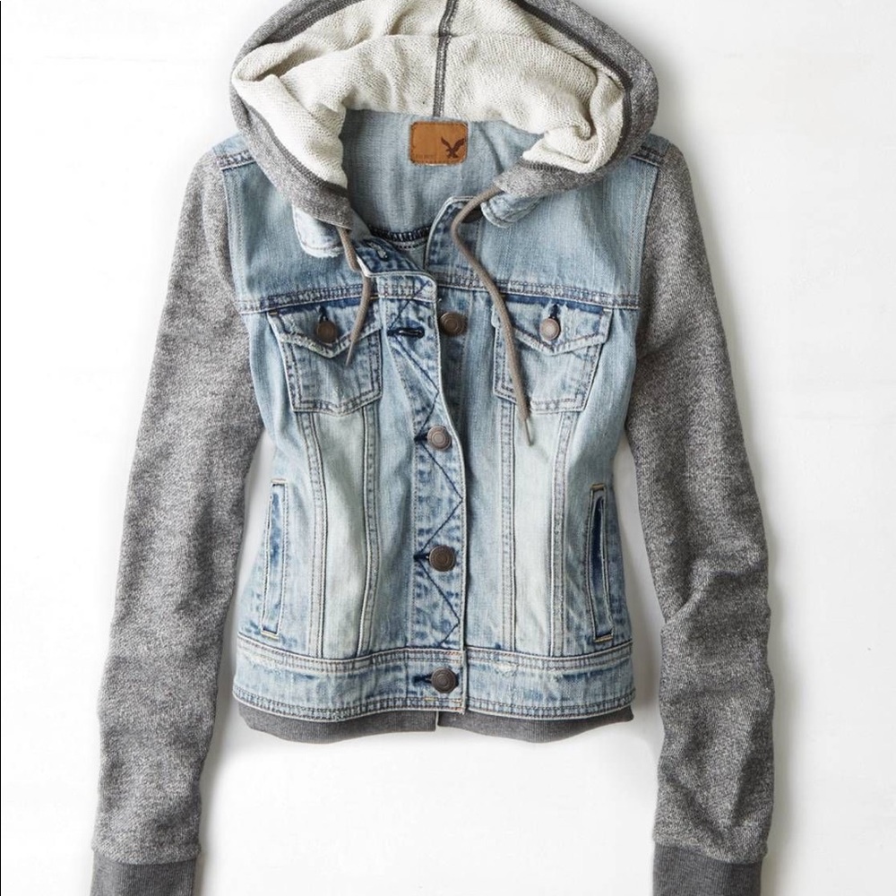 American Eagle Hooded Denim Jacket